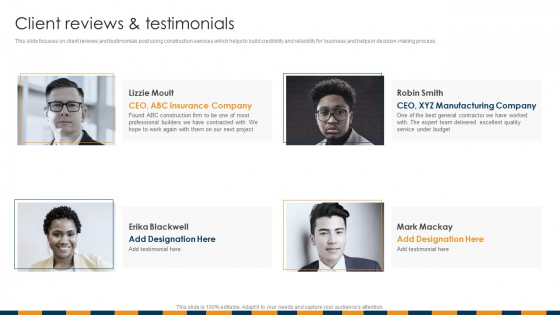 Construction Services Company Profile Client Reviews And Testimonials Download PDF Construction Services Company Profile Client Reviews And Testimonials Download PDF