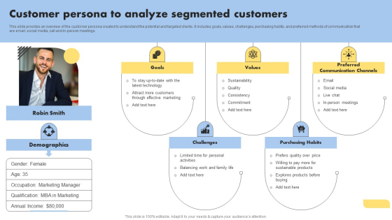 Consumer Buying Behavior Customer Persona To Analyze Segmented Customers Diagrams PDF