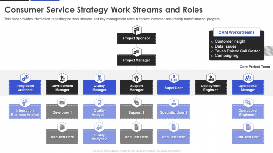 Consumer Service Strategy Work Streams And Roles Mockup PDF