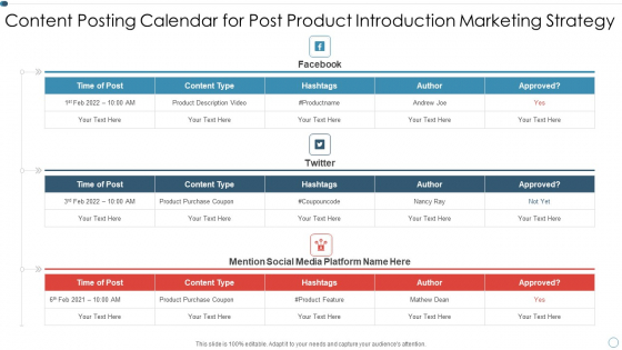 Content Posting Calendar For Post Product Introduction Marketing Strategy Structure PDF Content Posting Calendar For Post Product Introduction Marketing Strategy Structure PDF