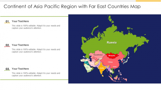 Continent Of Asia Pacific Region With Far East Countries Map Ppt Layouts Example Topics PDF