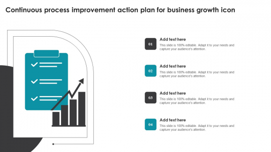 Continuous Process Improvement Action Plan For Business Growth Icon Clipart PDF