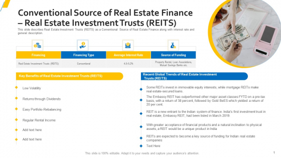 Conventional Source Of Real Estate Finance Real Estate Investment Trusts REITS Slides PDF Conventional Source Of Real Estate Finance Real Estate Investment Trusts REITS Slides PDF