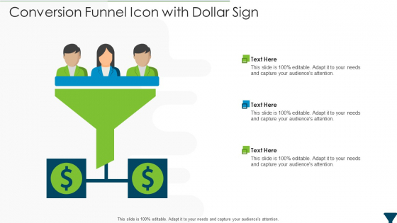 Conversion Funnel Icon With Dollar Sign Information PDF