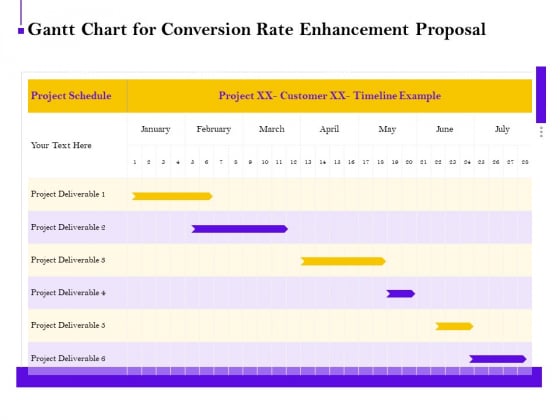 Conversion Rate Optimization Gantt Chart For Conversion Rate Enhancement Proposal Ppt Icon Example PDF