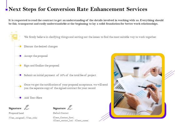Conversion Rate Optimization Next Steps For Conversion Rate Enhancement Services Ppt Inspiration Diagrams PDF