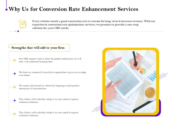 Conversion Rate Optimization Why Us For Conversion Rate Enhancement Services Ppt Visuals PDF
