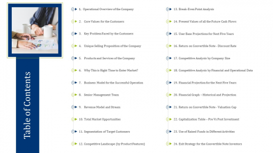 Convertible Debt Financing Pitch Deck Table Of Contents Mockup PDF Convertible Debt Financing Pitch Deck Table Of Contents Mockup PDF