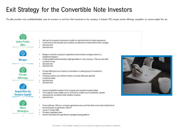 Convertible Preferred Stock Funding Pitch Deck Exit Strategy For The Convertible Note Investors Graphics PDF Convertible Preferred Stock Funding Pitch Deck Exit Strategy For The Convertible Note Investors Graphics PDF
