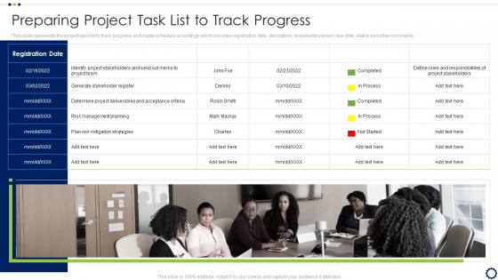 Coordinating Distinct Activities For Effective Project Time Management Preparing Project Task List To Track Progress Professional PDF