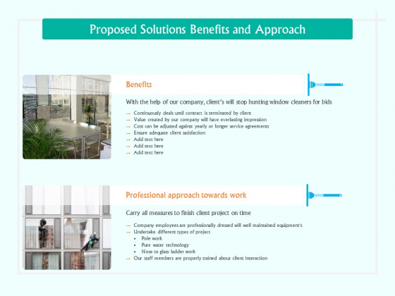 Corporate Building Window Cleaning Process Proposed Solutions Benefits And Approach Ppt Icon Grid PDF Corporate Building Window Cleaning Process Proposed Solutions Benefits And Approach Ppt Icon Grid PDF