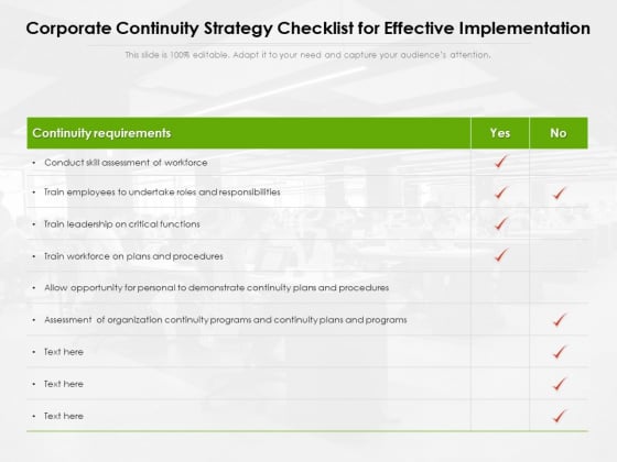 Corporate Continuity Strategy Checklist For Effective Implementation Ppt PowerPoint Presentation Icon Gallery PDF Corporate Continuity Strategy Checklist For Effective Implementation Ppt PowerPoint Presentation Icon Gallery PDF