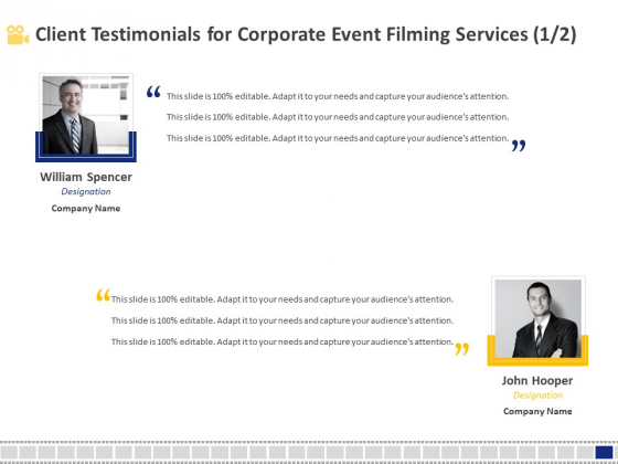 Corporate Event Filming Client Testimonials For Corporate Event Filming Services Template PDF Corporate Event Filming Client Testimonials For Corporate Event Filming Services Template PDF