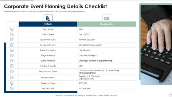 Corporate Event Planning Details Checklist Download PDF Corporate Event Planning Details Checklist Download PDF