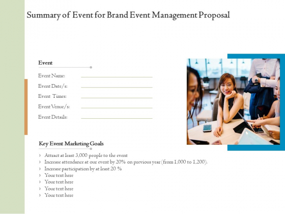 Corporate Event Planning Management Summary Of Event For Brand Event Management Proposal Graphics PDF Corporate Event Planning Management Summary Of Event For Brand Event Management Proposal Graphics PDF