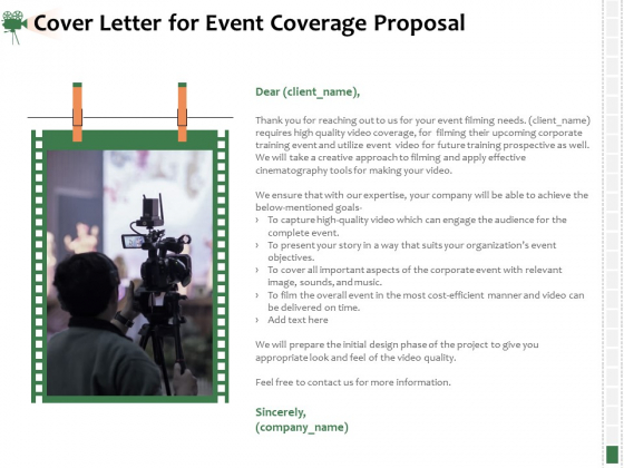 Corporate Event Videography Proposal Cover Letter For Event Coverage Proposal Summary PDF Corporate Event Videography Proposal Cover Letter For Event Coverage Proposal Summary PDF