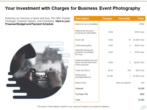 Corporate Occasion Videography Proposal Your Investment With Charges For Business Event Photography Rules PDF Corporate Occasion Videography Proposal Your Investment With Charges For Business Event Photography Rules PDF