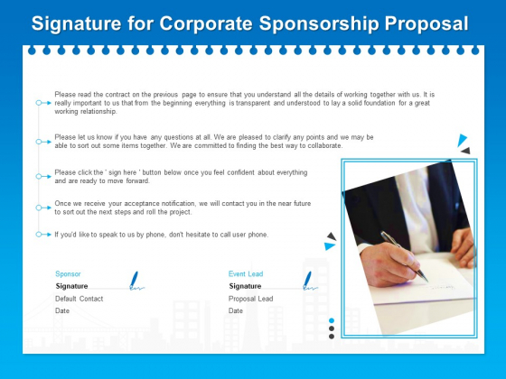 Corporate Partnership Signature For Corporate Sponsorship Proposal Formats PDF