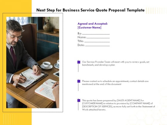Corporate Service Quote Next Step For Business Service Quote Proposal Template Summary PDF