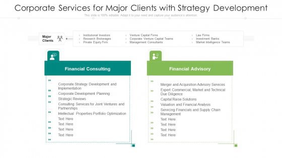 Corporate Services For Major Clients With Strategy Development Ppt Outline Gridlines PDF Corporate Services For Major Clients With Strategy Development Ppt Outline Gridlines PDF