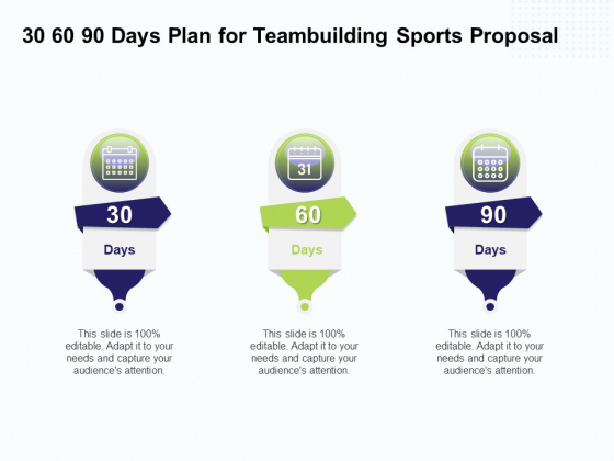 Corporate Sports Team Engagement 30 60 90 Days Plan For Teambuilding Sports Proposal Diagrams PDF