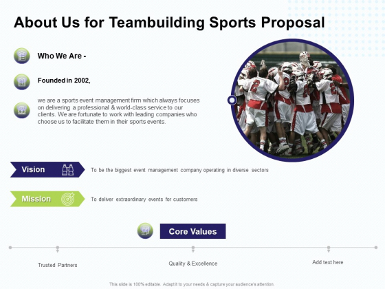Corporate Sports Team Engagement About Us For Teambuilding Sports Proposal Graphics PDF Corporate Sports Team Engagement About Us For Teambuilding Sports Proposal Graphics PDF