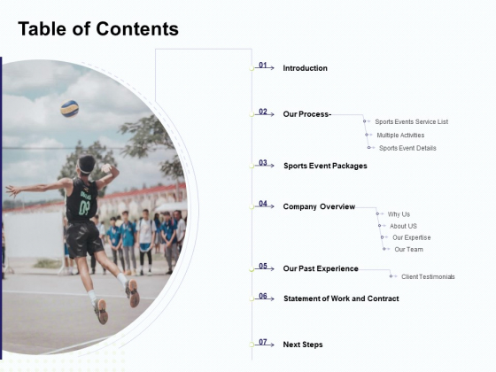 Corporate Sports Team Engagement Table Of Contents Information PDF Corporate Sports Team Engagement Table Of Contents Information PDF