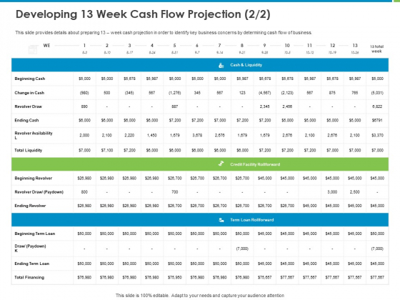 Corporate Turnaround Strategies Developing 13 Week Cash Flow Projection Liquidity Portrait PDF Corporate Turnaround Strategies Developing 13 Week Cash Flow Projection Liquidity Portrait PDF