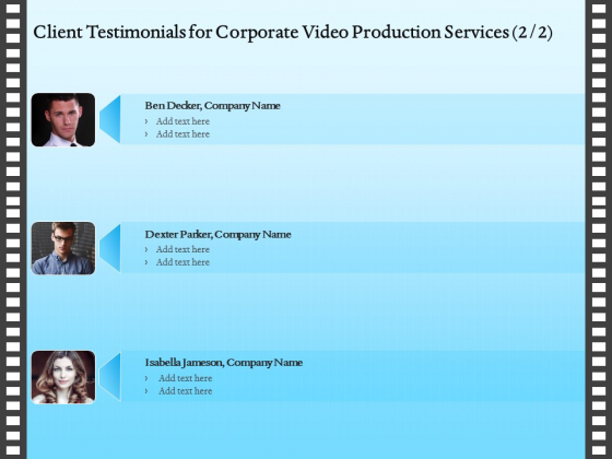 Corporate Video Client Testimonials For Corporate Video Production Services Company Information PDF