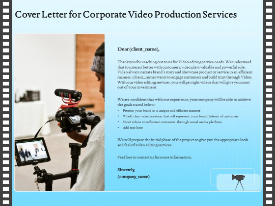 Corporate Video Cover Letter For Corporate Video Production Services Ppt Infographic Template Format Ideas PDF