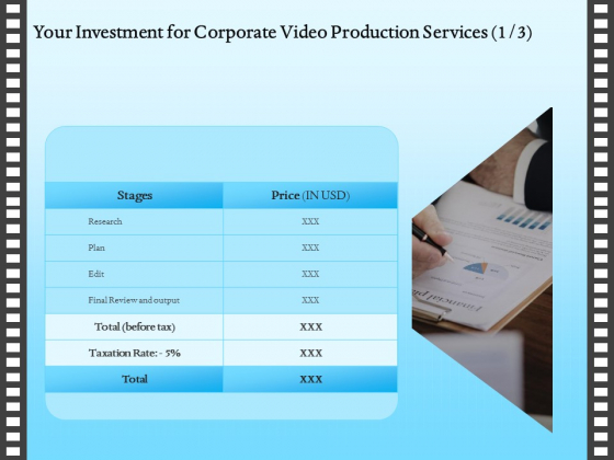 Corporate Video Your Investment For Corporate Video Production Services Ppt Outline Slideshow PDF Corporate Video Your Investment For Corporate Video Production Services Ppt Outline Slideshow PDF