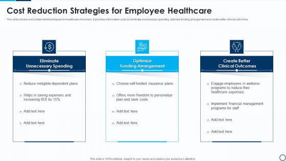 Cost Reduction Strategies For Employee Healthcare Infographics PDF Cost Reduction Strategies For Employee Healthcare Infographics PDF