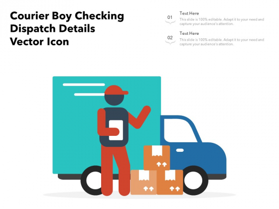 Courier Boy Checking Dispatch Details Vector Icon Ppt PowerPoint Presentation Inspiration Picture PDF