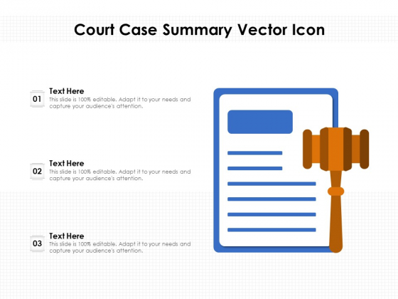 Court Case Summary Vector Icon Ppt PowerPoint Presentation File Graphic Tips PDF