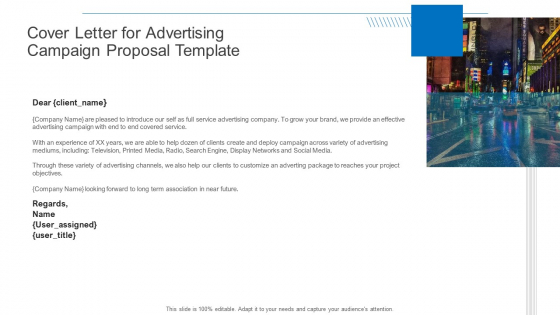 Cover Letter For Advertisement Campaign Proposal Template Clipart PDF Cover Letter For Advertisement Campaign Proposal Template Clipart PDF