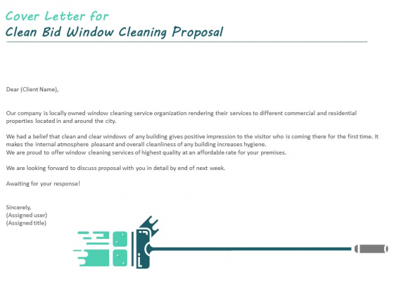 Cover Letter For Clean Bid Window Cleaning Proposal Ppt Summary Information PDF