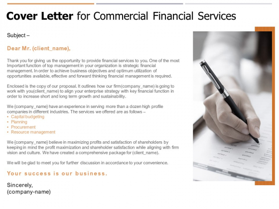 Cover Letter For Commercial Financial Services Ppt PowerPoint Presentation Slides Portrait Cover Letter For Commercial Financial Services Ppt PowerPoint Presentation Slides Portrait