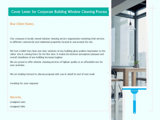 Cover Letter For Corporate Building Window Cleaning Process Ppt Portfolio Sample PDF