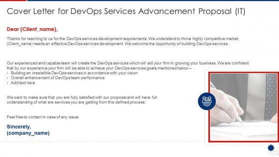 Cover Letter For Devops Services Advancement Proposal It Clipart PDF Cover Letter For Devops Services Advancement Proposal It Clipart PDF