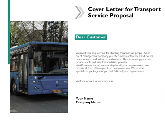 Cover Letter For Transport Service Proposal Ppt Powerpoint Presentation Icon Example
