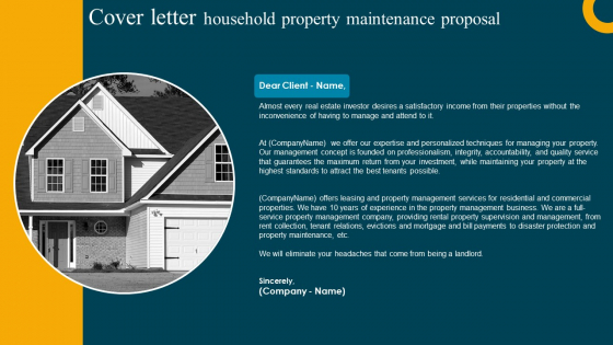 Cover Letter Household Property Maintenance Proposal Introduction PDF