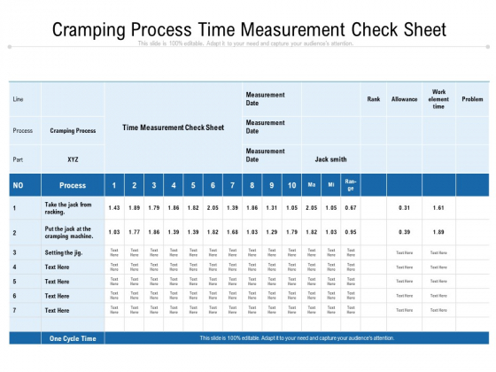 Cramping Process Time Measurement Check Sheet Ppt PowerPoint Presentation File Influencers PDF Cramping Process Time Measurement Check Sheet Ppt PowerPoint Presentation File Influencers PDF
