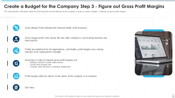 Create A Budget For The Company Step 3 Figure Out Gross Profit Margins Formats PDF