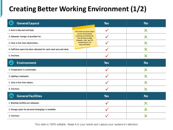 Creating Better Working Environment Table Ppt PowerPoint Presentation Pictures Format Creating Better Working Environment Table Ppt PowerPoint Presentation Pictures Format