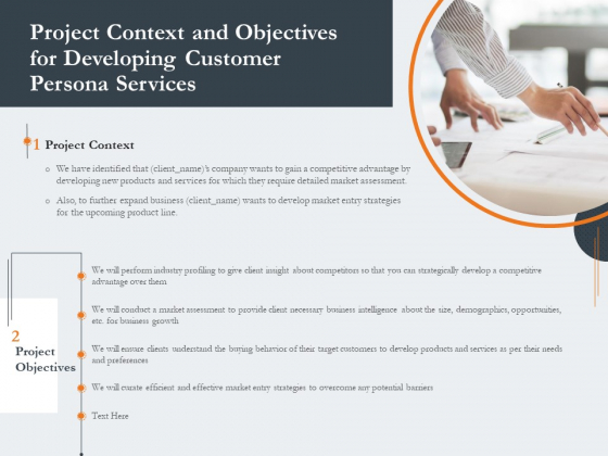 Creating Buyer Persona Project Context And Objectives For Developing Customer Persona Services Diagrams PDF