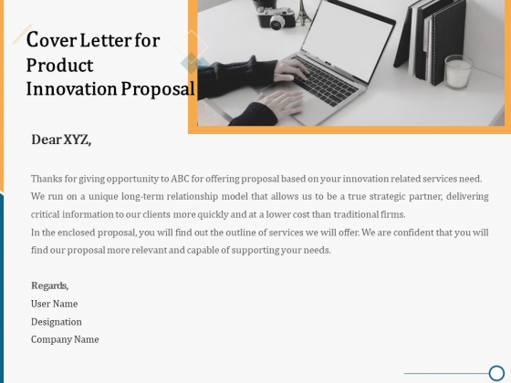 Creating Innovation Commodity Cover Letter For Product Innovation Proposal Ppt Slides Portrait PDF