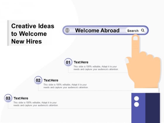Creative Ideas To Welcome New Hires Ppt PowerPoint Presentation Inspiration Objects PDF Creative Ideas To Welcome New Hires Ppt PowerPoint Presentation Inspiration Objects PDF