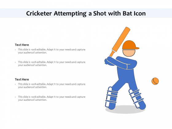 Cricketer Attempting A Shot With Bat Icon Ppt PowerPoint Presentation File Infographics PDF