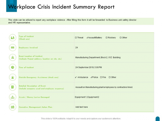 Crisis Management Workplace Crisis Incident Summary Report Ppt Summary Design Inspiration PDF Crisis Management Workplace Crisis Incident Summary Report Ppt Summary Design Inspiration PDF