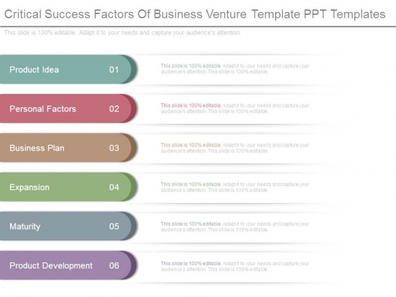Critical Success Factors Of Business Venture Template Ppt Templates Critical Success Factors Of Business Venture Template Ppt Templates
